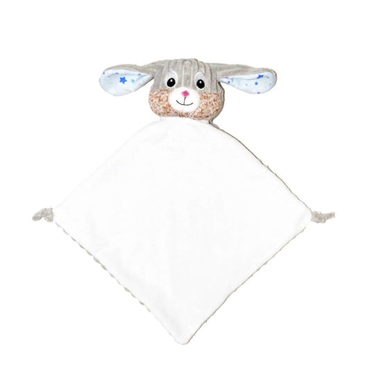 Embroidered sensory blue rabbit Blankie Comforter Cubbies